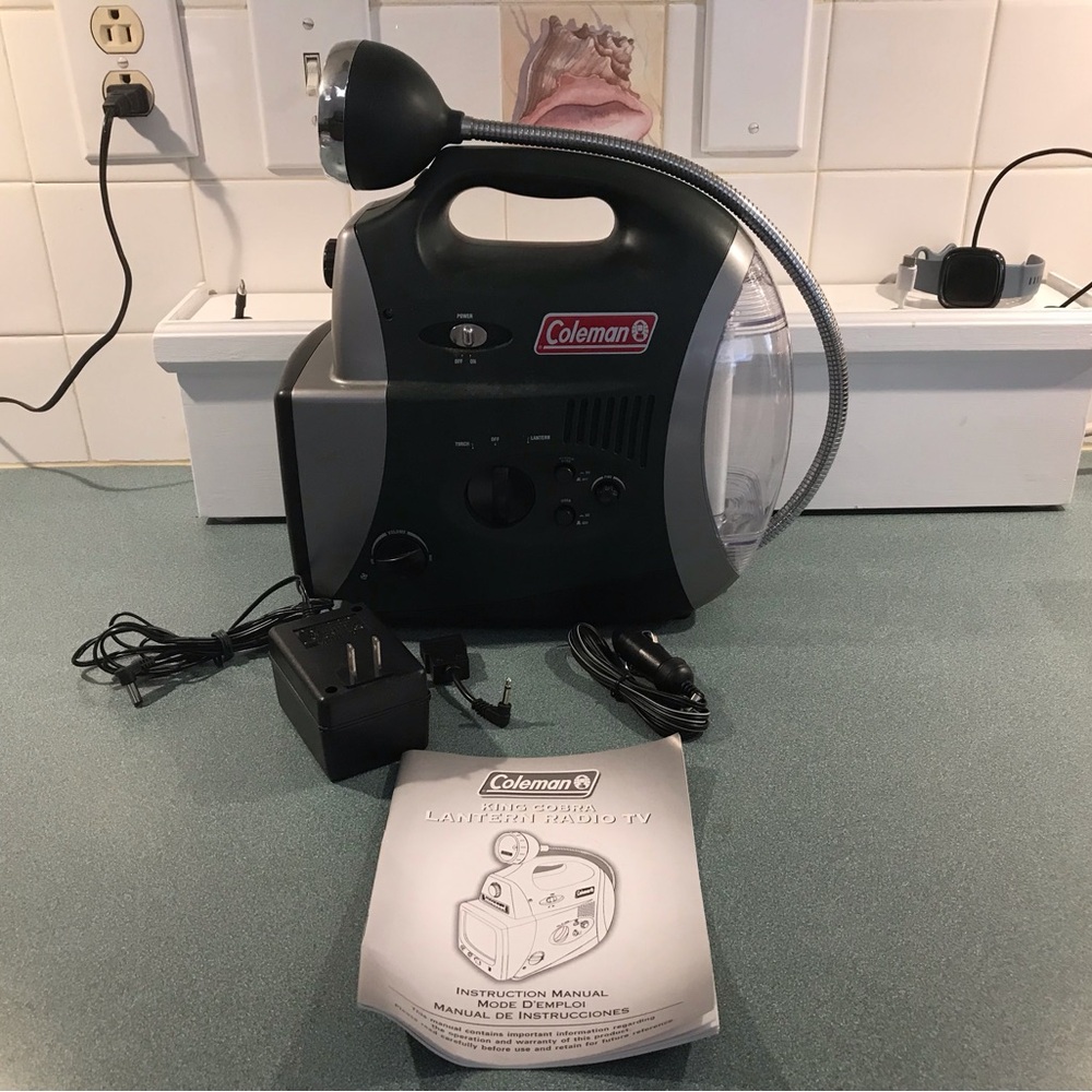 Coleman Black Lantern with Radio and TV